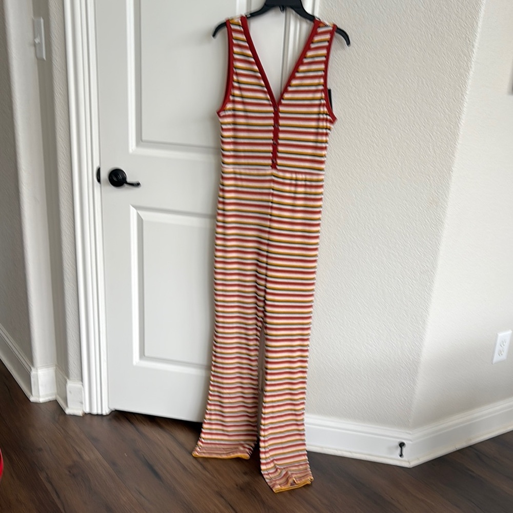 Multicolor Summer Striped Wide Leg Jumpsuit